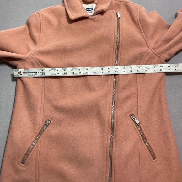 Old Navy Pea Coat Womens Large Pink Zippered Collared Preppy Modern Outerwear - Picture 7 of 7